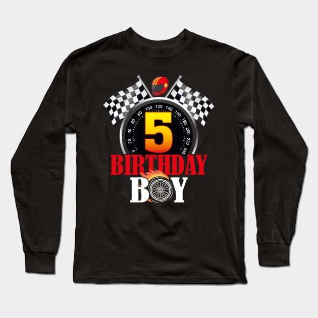 Kids 5th Birthday Racing Car Driver Long Sleeve T-Shirt by GShow